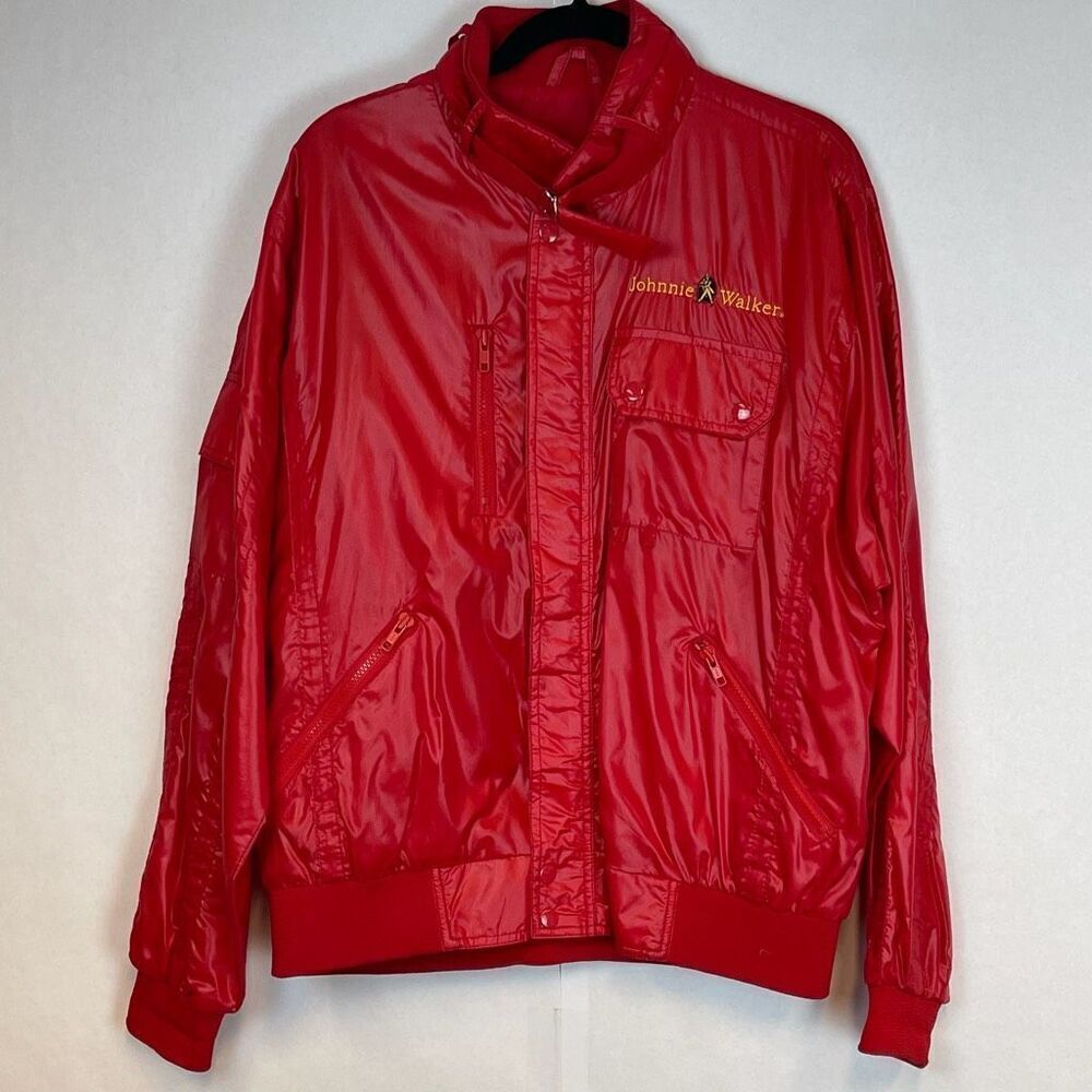 Johnnie Walker Jacket‎ Men's Large Red Long Sleeve Lightweight Nylon Windbreaker